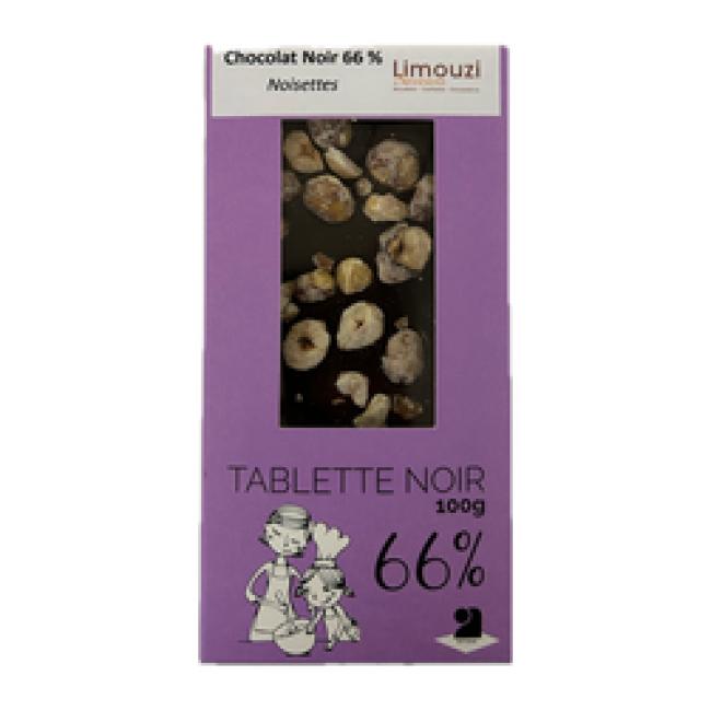 Tablettes de chocolat noir 66% noisette 100g
