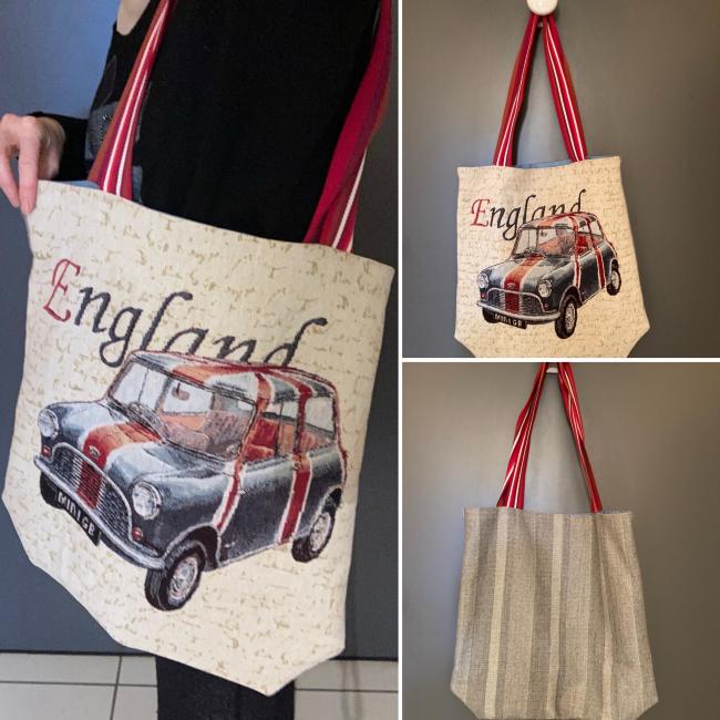 Tote Bag motif Austin Mini British Vintage