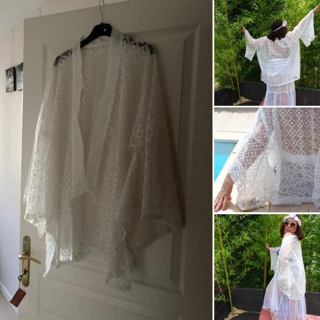 Kimono dentelle blanc