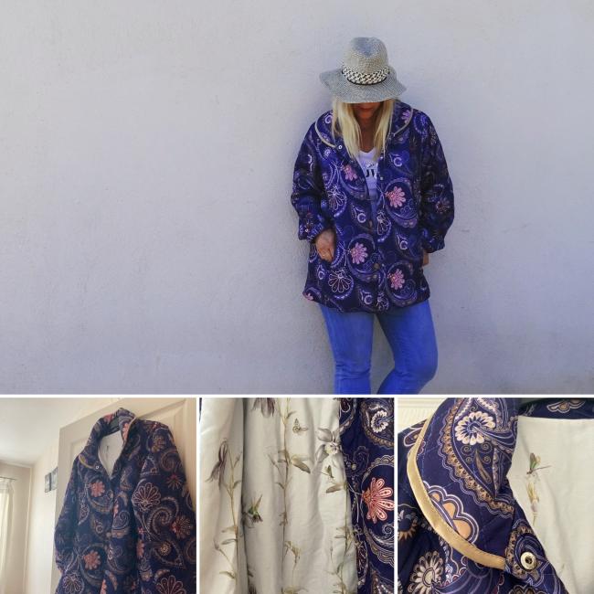 Veste 3/4 matelassée motif cachemire coloris violet