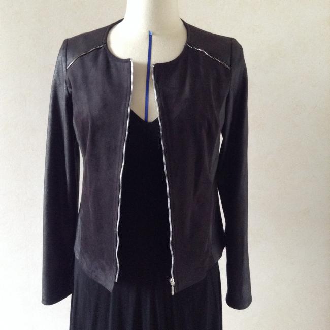 Blouson veste femme en simili noir chic