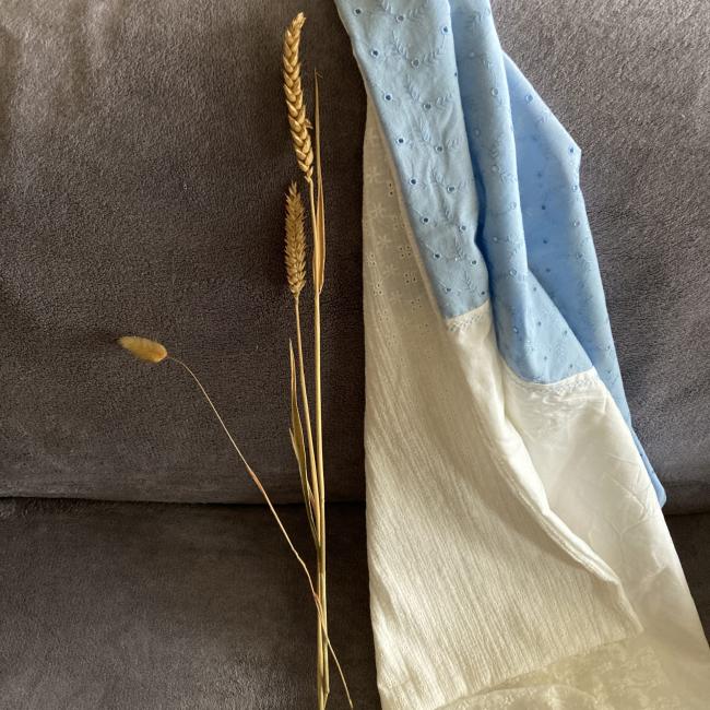 Couverture de baptême en coton brodée et coton double gaze,drap blanc, pour cérémonie de baptême religieux ou civique