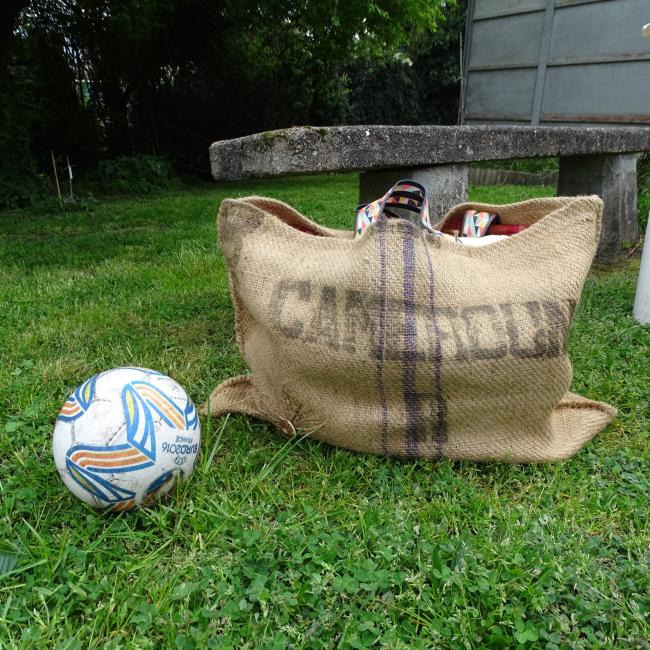 Sac XXL cabas en toile de jute recyclage sac à café