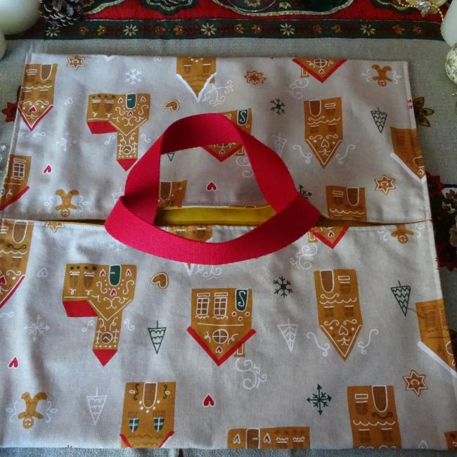 Sac à tarte motif de Noël en coton coloris rouge et vert