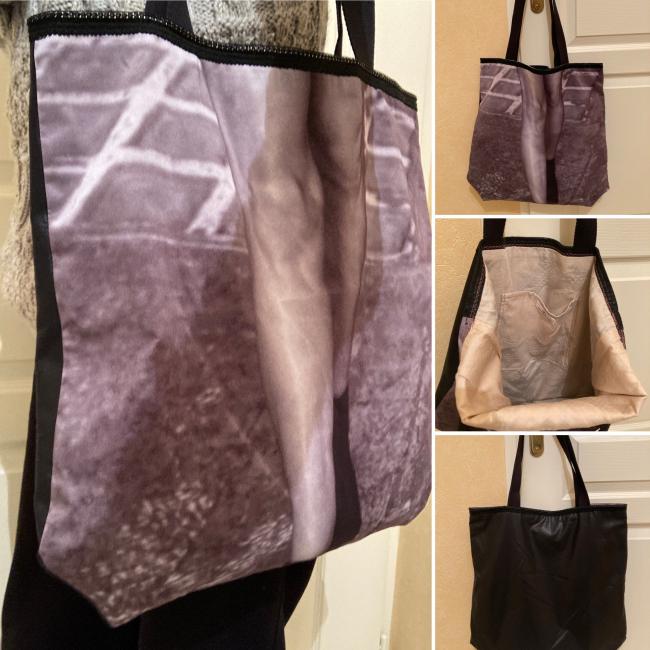 Tote Bag femme noir et blanc impression jambes de femme