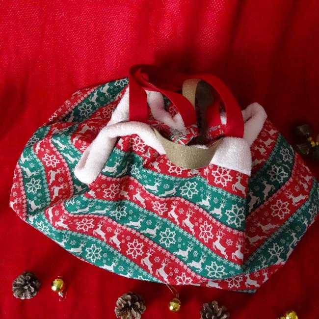 Sac shopping Noël oversize rouge  vert