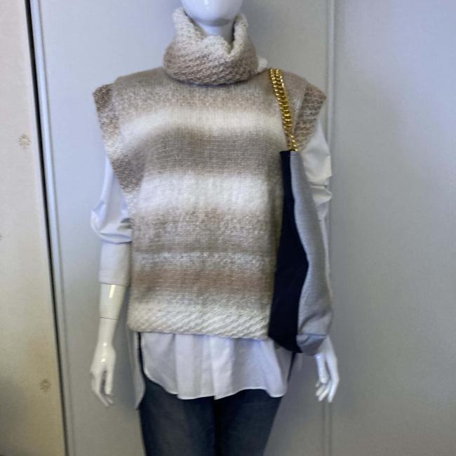 Pull sans manche beige