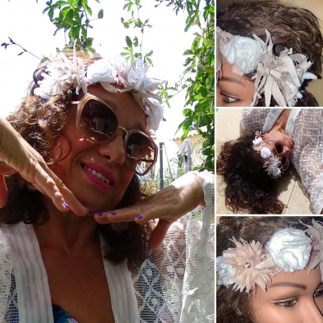 Couronne de fleurs en tissus