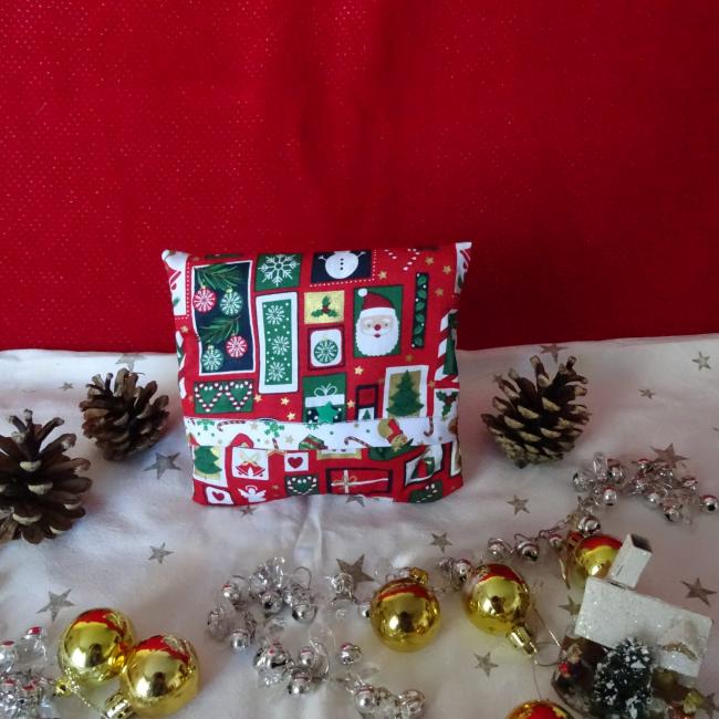 Sac pliable coton Noël motifs déco de noël coloris rouge