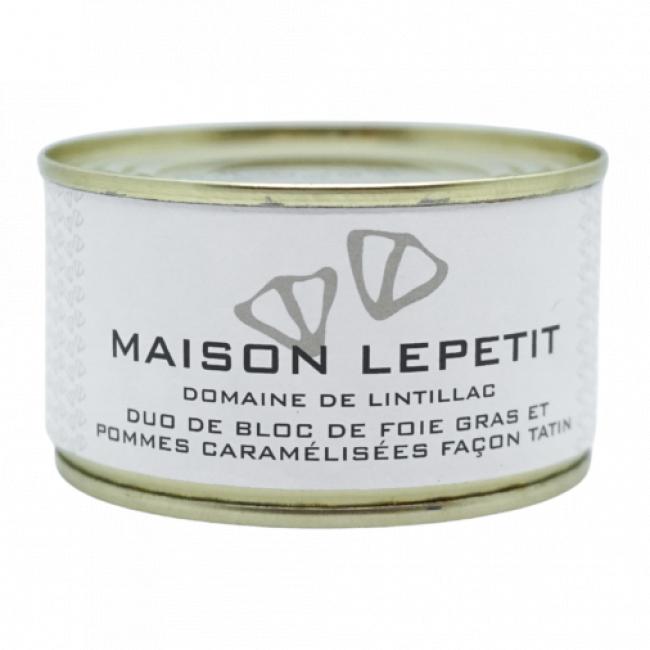 DUO DE BLOC DE FOIE GRAS ET POMMES CARAMÉLISÉES FAÇON TATIN 