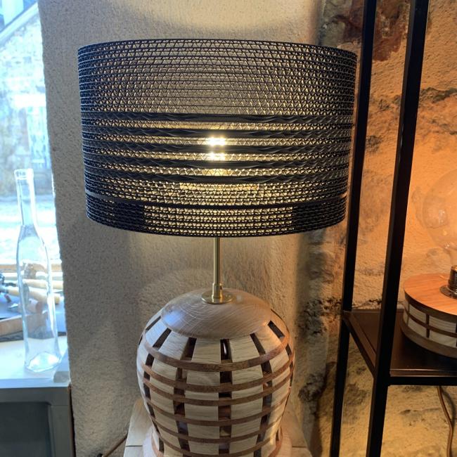 Lampe « Maille » chêne/sipo