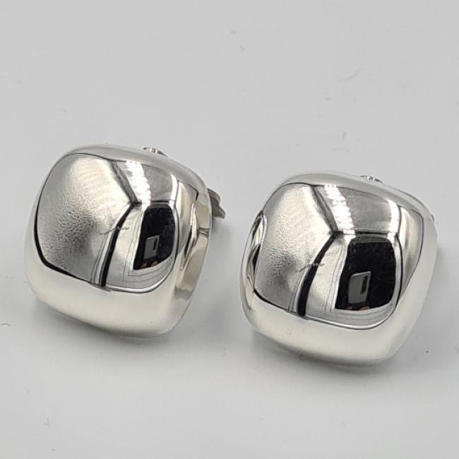 boucles d’oreilles  argent clip carré