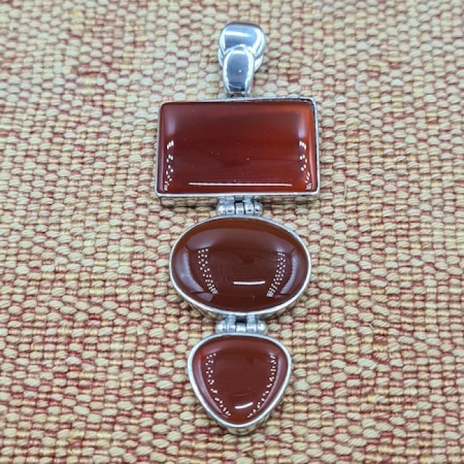 Pendentif 3 éléments cornaline