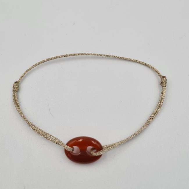 Bracelet cordon grain de café en cornaline