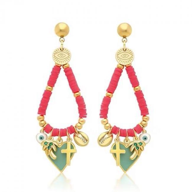 Boucle d’oreille Coeur Rose Madamirma
