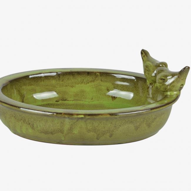 Bain d'oiseaux ovale céramique