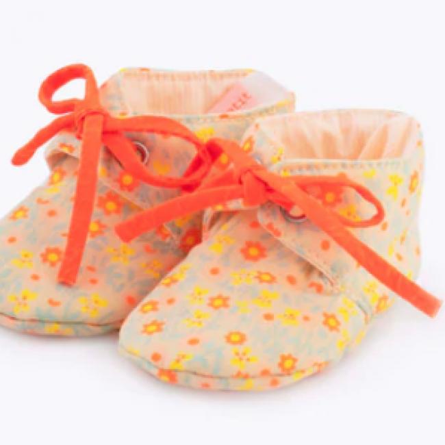 Petit pan - chausson bébé Flower power blanc
