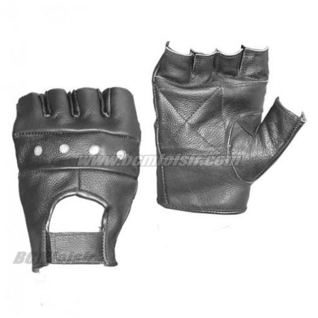 Gants mitaine 1/2 cuir noir taille L