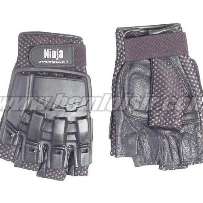 Gants en cuir,1/2 doigt, avec coques taille M