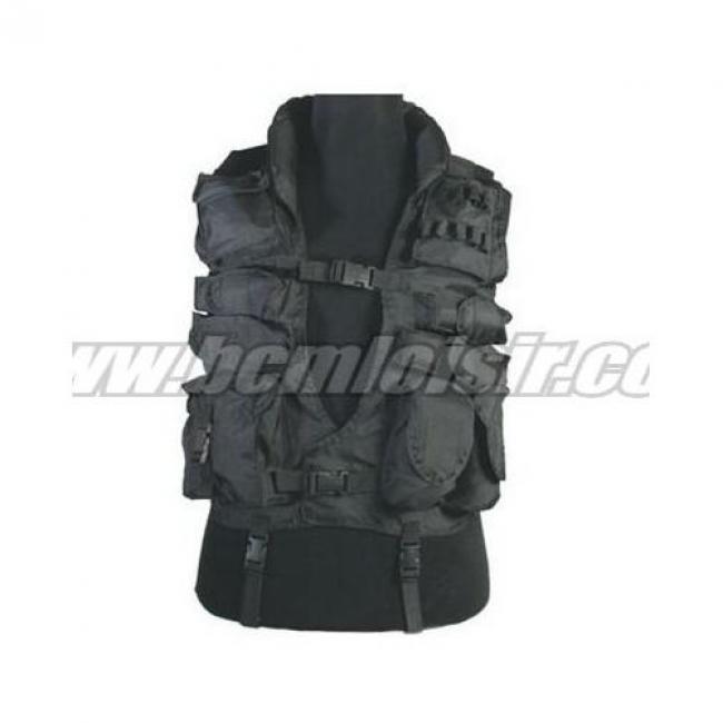 Veste tactique noire 11 poches