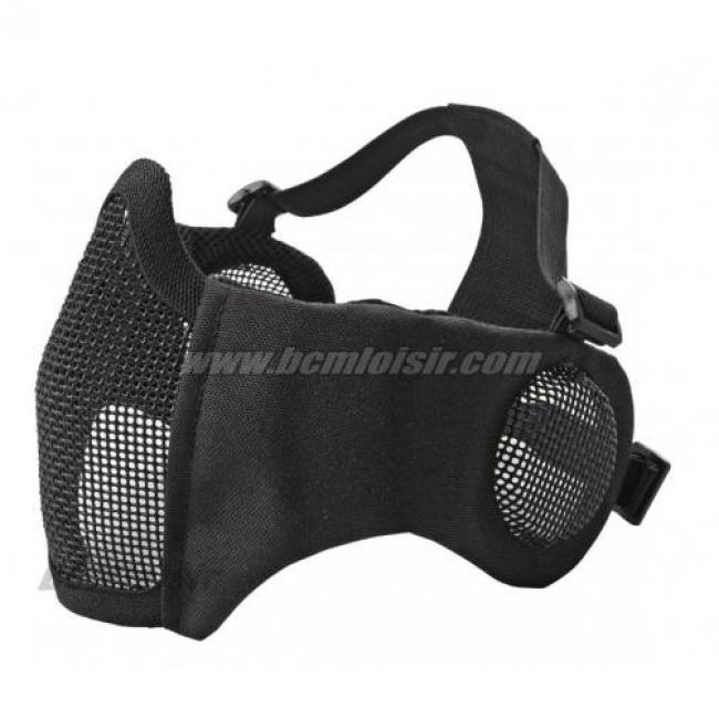 Masque Bas de Visage Grillagé Noir avec Protection Oreilles Stalker