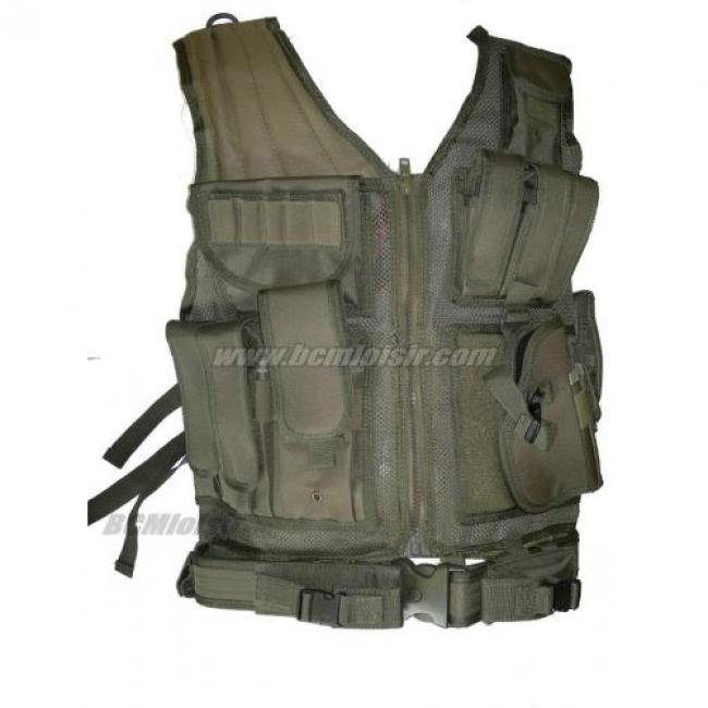 Veste tactical olive 8 poche holster + ceinturon