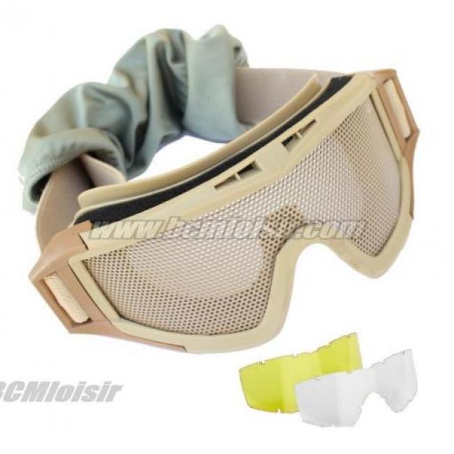 Masque de protection tactical grillagé Elite Force Tan avec 2 ecrans