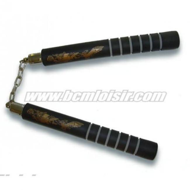 Nunchaku mousse noir dragon