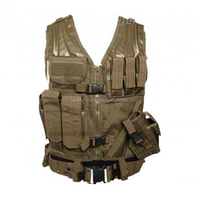 Veste tactique Coyote 8 poches Holster + Ceinturon