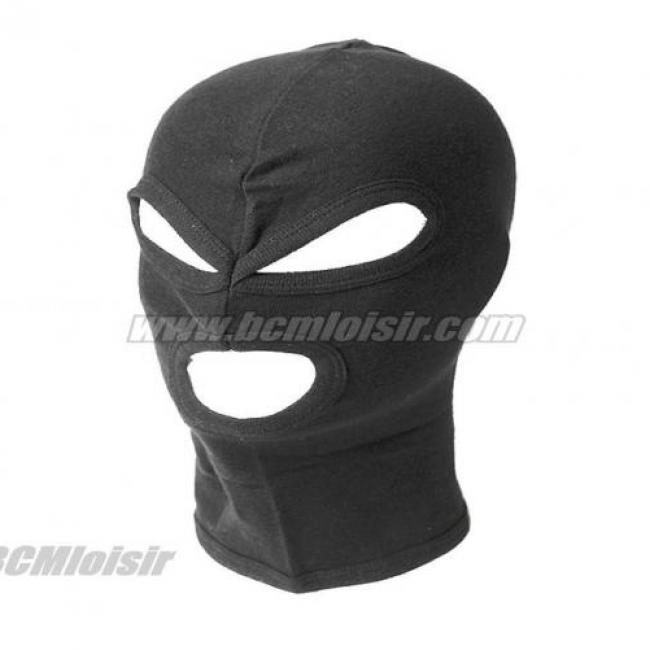 Cagoule 3 trous commando 100% coton Noire