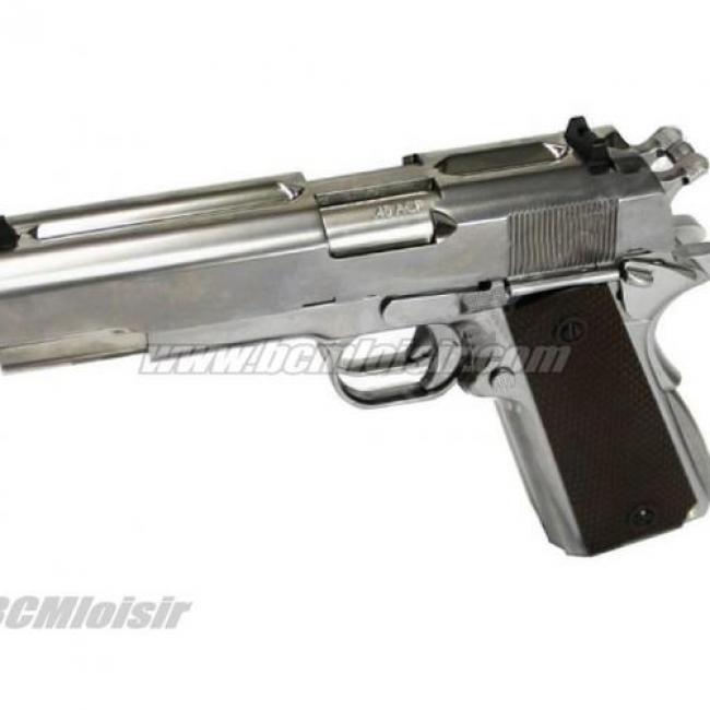 WE 1911 Dueller Double Canon Full Metal Silver Gaz Blowback
