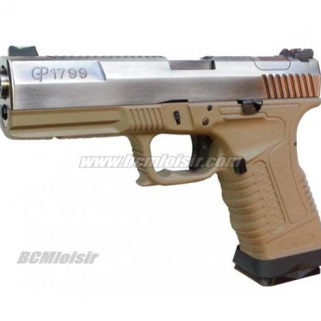 GP 1799 T8 Silver Tan Metal Slide Blowback WE