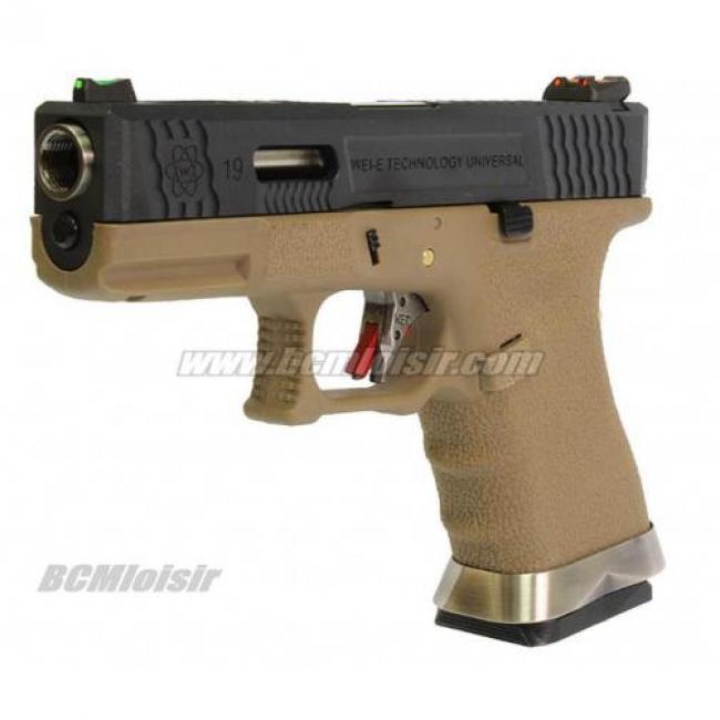 G19 G-Force T2 Metal Slide Noir Silver Tan GBB WE