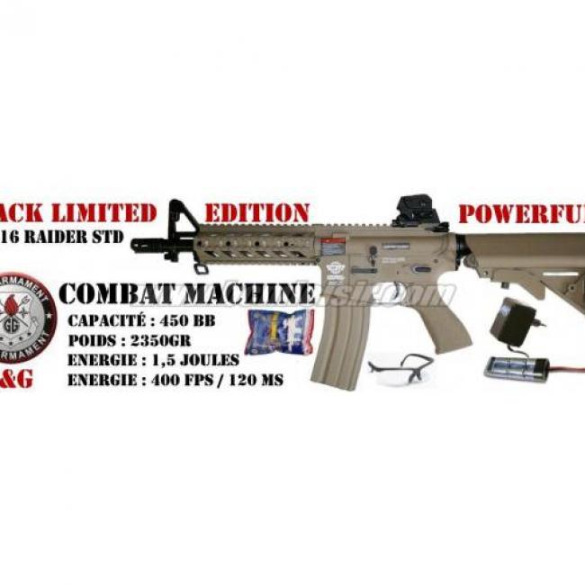 Pack CM16 Raider carbine combat machine by G&G desert