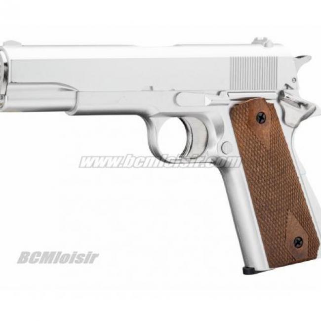 Replique Colt 1911 Silver GNB Gaz 1 Joule