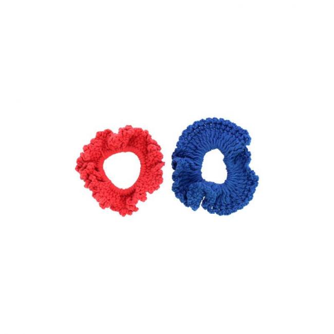 Lot de 2 chouchous crochet Rose et bleu