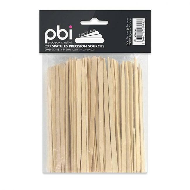Lot de 200 spatules sourcils pr&eacute;cision Bois 8.8x0.5cm