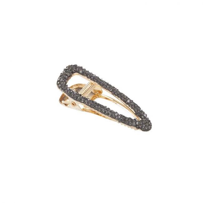 Barrette pince Cristal v&eacute;ritable Noire
