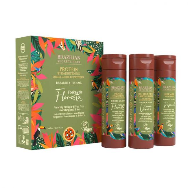 Kit de lissage &agrave; base de Prot&eacute;ines For&ccedil;a Da Floresta (3x120ml)