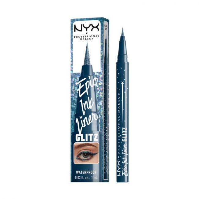 Eyeliner EPIC INK GLITZ Denim Dazzle &ndash; pr&eacute;cision, &eacute;clat bleu m&eacute;tallique