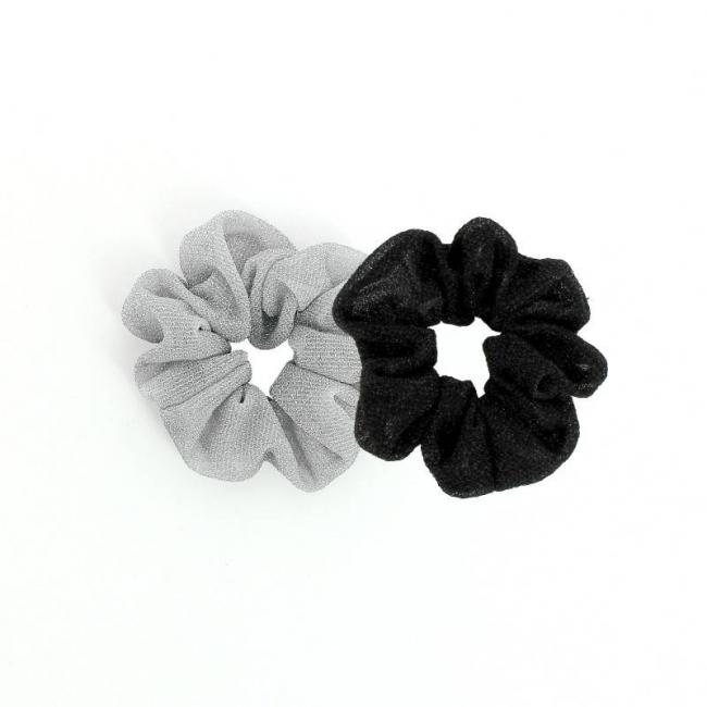 Set de 2 Chouchous Glitter Noir et Argent
