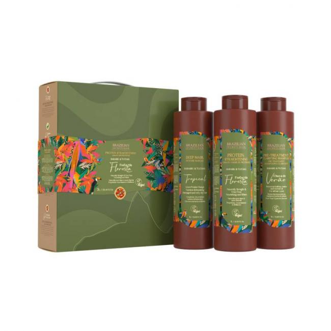 Kit de lissage &agrave; base de Prot&eacute;ines For&ccedil;a Da Floresta (3x1000ml)