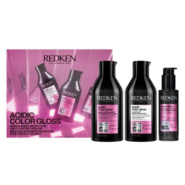 Coffret trio Acidic Color Gloss - shampoing, conditionneur, huile