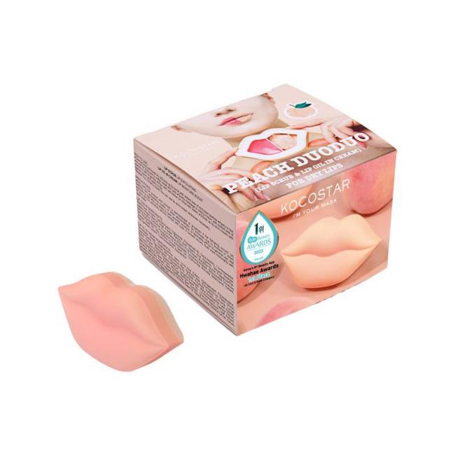 Duo gommage et huile cr&egrave;meuse l&egrave;vres Peach Duoduo