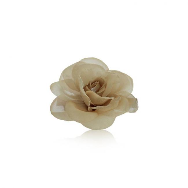 Barrette avec fleur beige en tulle