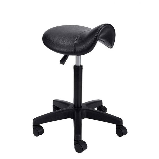 Tabouret de coupe noir P&eacute;gase avec assise selle ergonomique