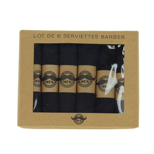 Lot de 6 serviettes en coton barber Noire