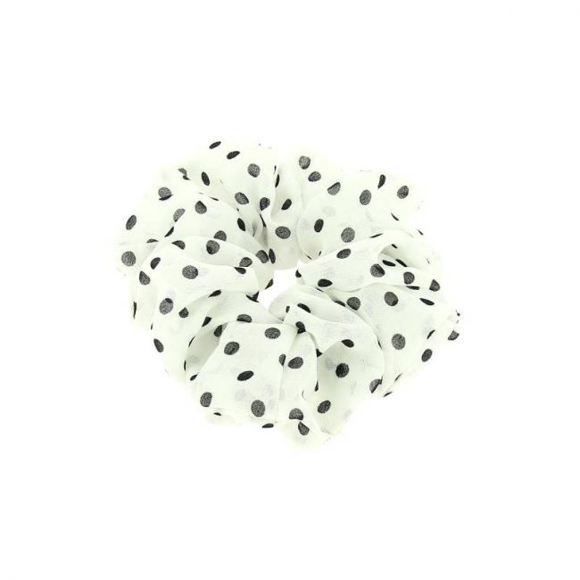 Chouchou blanc &agrave; pois noirs