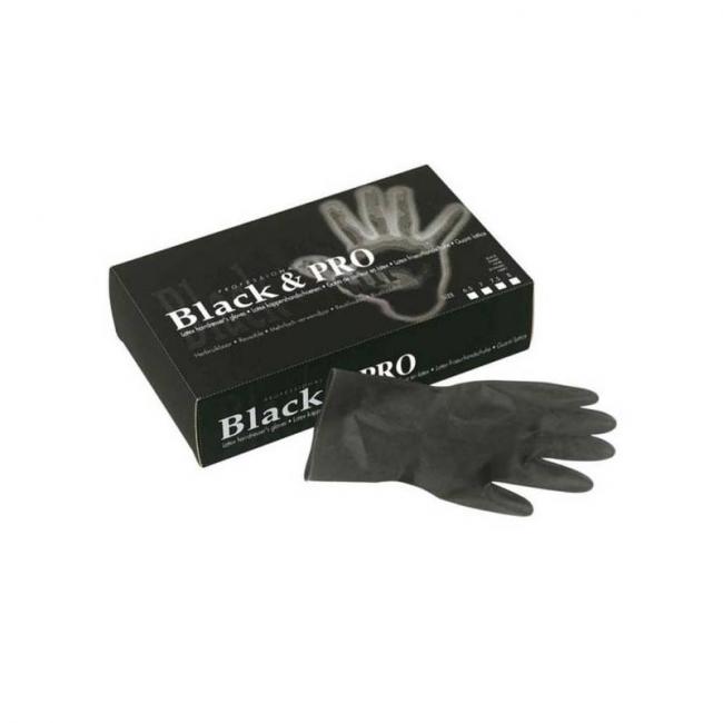 Bo&icirc;te de 20 gants latex satin noir - Taille S
