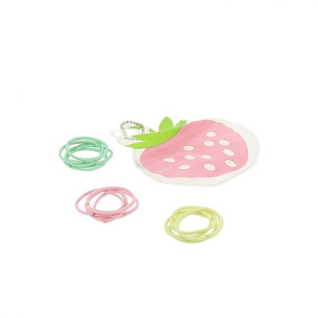 Set d'&eacute;lastiques enfant pochette fraise